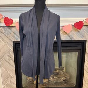 Loft Medium Petite Navy Open Front Cardigan Sweater with Ribbed Sleeves‎